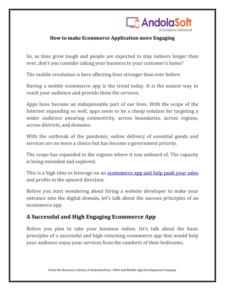 how to make ecommerce application more engaging