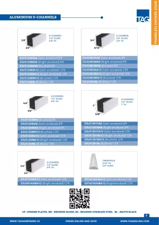 U Channel Series for Glass | TAG Hardware