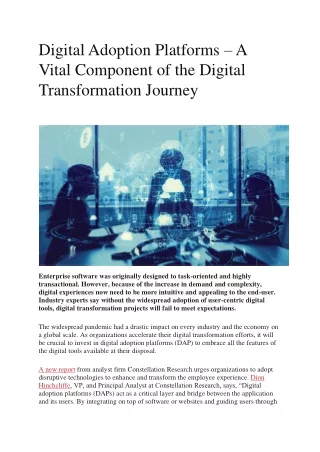 digital adoption platforms a vital component