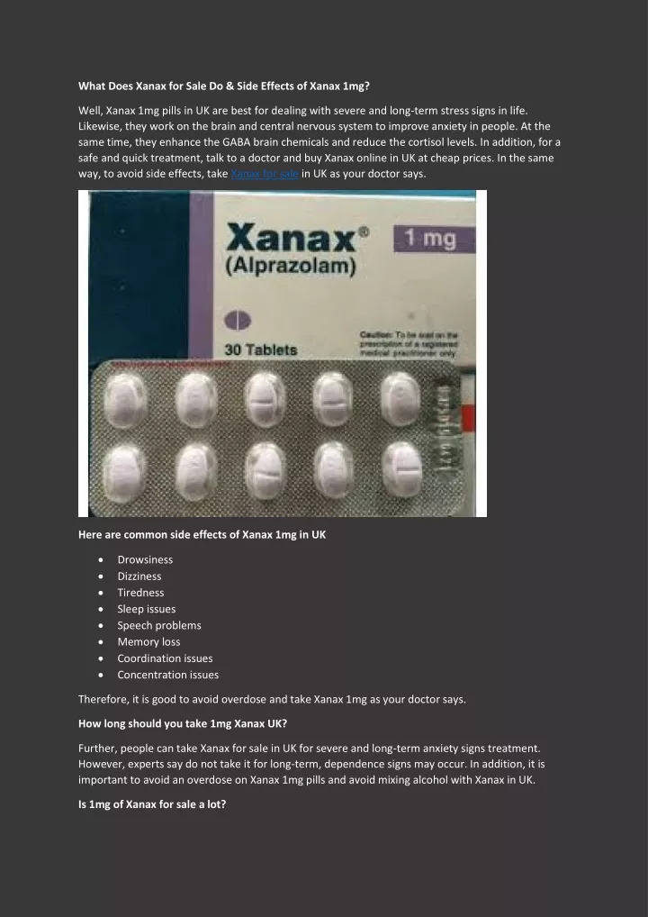 what does xanax for sale do side effects of xanax