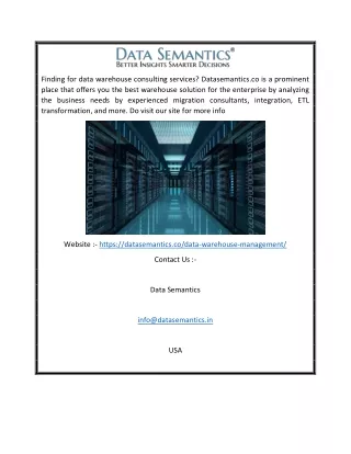 Data Warehouse Consulting Services | Datasemantics.co