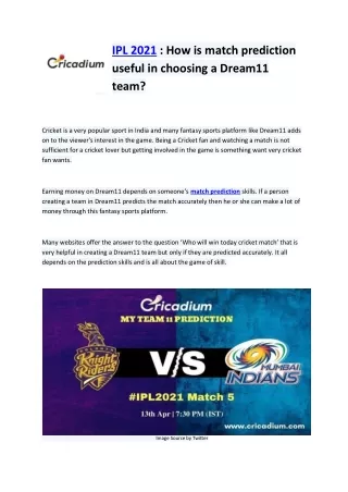 ipl 2021 how is match prediction useful