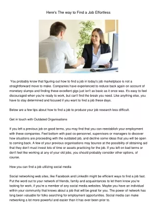 here s the way to find a job effortless