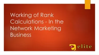 working of rank calculations in the network marketing business