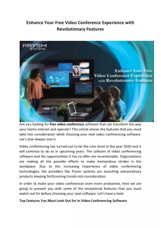 Enhance Your Free Video Conferencing Experience with Revolutionary Features