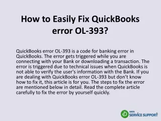 how to easily fix quickbooks error ol 393