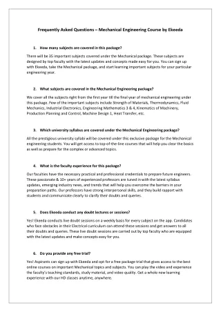 frequently asked questions mechanical engineering