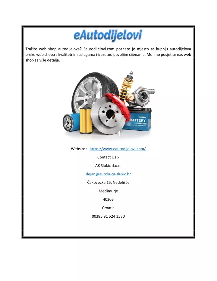 tra ite web shop autodijelova eautodijelovi