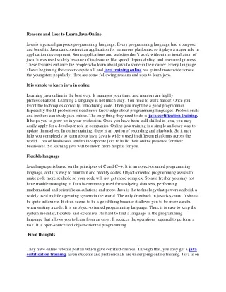 Reasons and Uses to Learn Java Online.