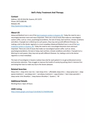 Bell's Palsy Treatment And Therapy