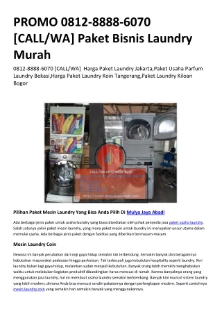 PROMO 0812-8888-6070 [CALL/WA] Paket Bisnis Laundry Murah