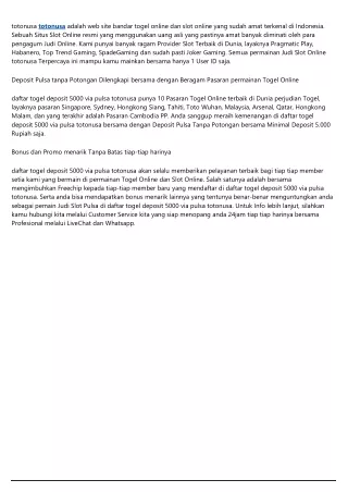 totonusa totonusa adalah web site bandar togel