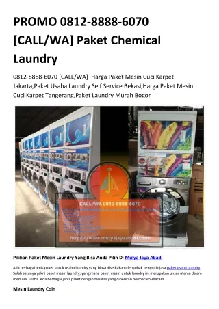PROMO 0812-8888-6070 [CALL/WA] Paket Chemical Laundry