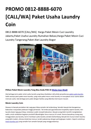 PROMO 0812-8888-6070 [CALL/WA] Paket Usaha Laundry Coin
