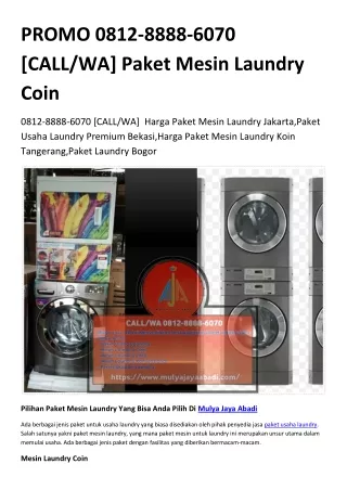 PROMO 0812-8888-6070 [CALL/WA] Paket Mesin Laundry Coin