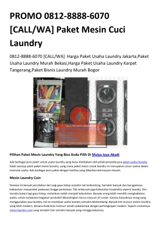 PROMO 0812-8888-6070 [CALL/WA] Paket Mesin Cuci Laundry