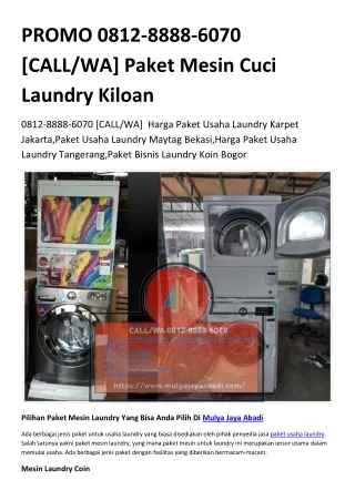 PROMO 0812-8888-6070 [CALL/WA] Paket Mesin Cuci Laundry Kiloan