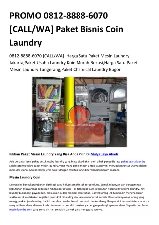 PROMO 0812-8888-6070 [CALL/WA] Paket Bisnis Coin Laundry