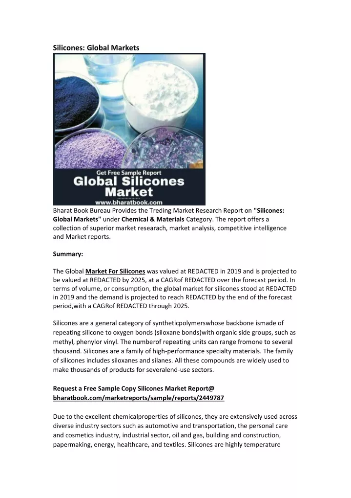 silicones global markets