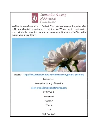 looking for cost of cremation in florida