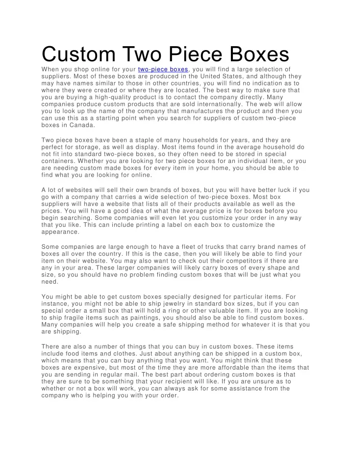 custom two piece boxes when you shop online