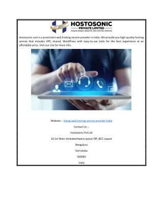 Cheap Web Hosting Service Provider India | Hostosonic.com