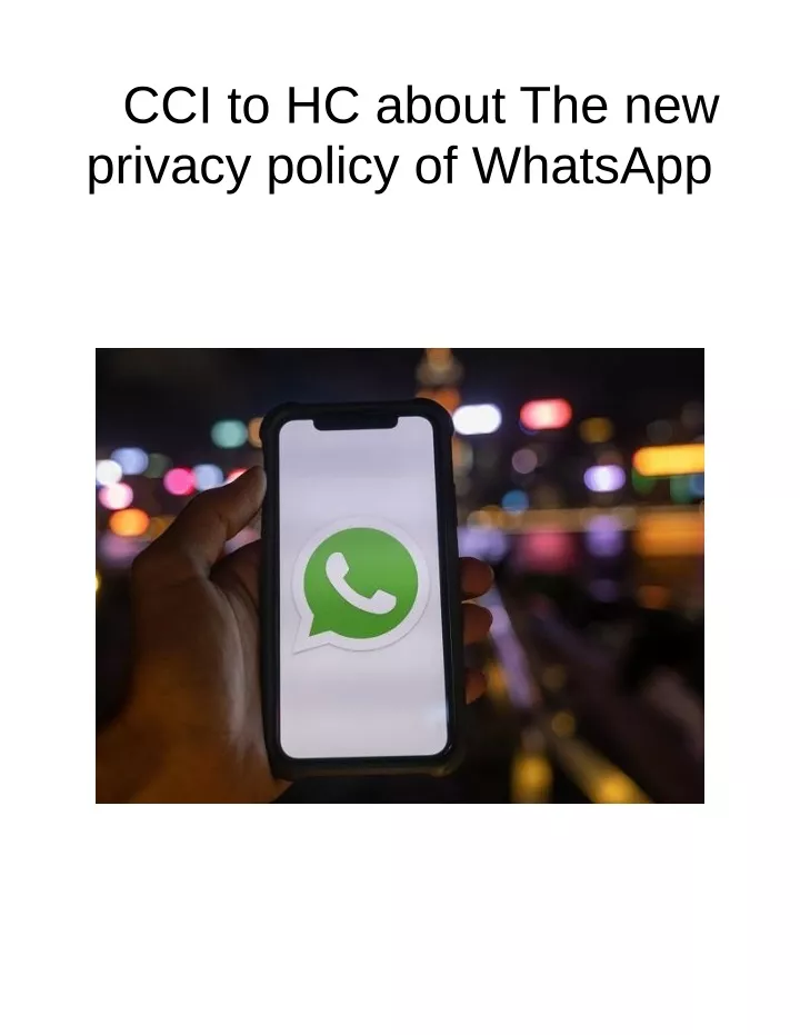 cci to hc about the new privacy policy of whatsapp