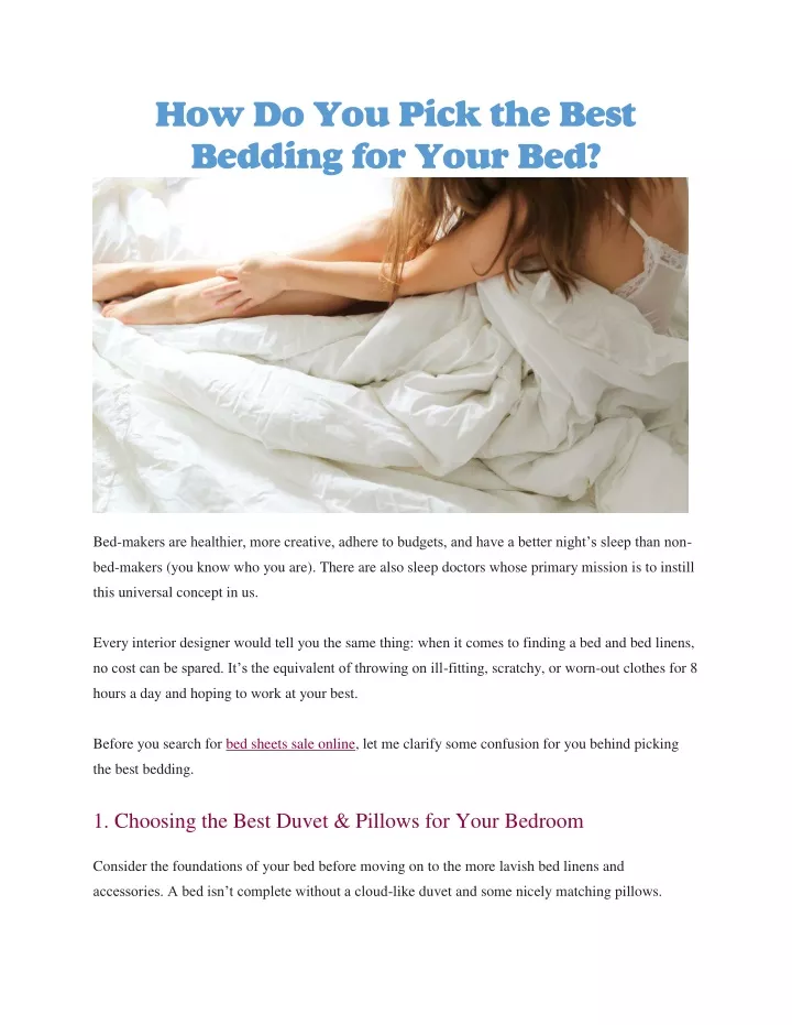 how do you pick the best bedding for your bed