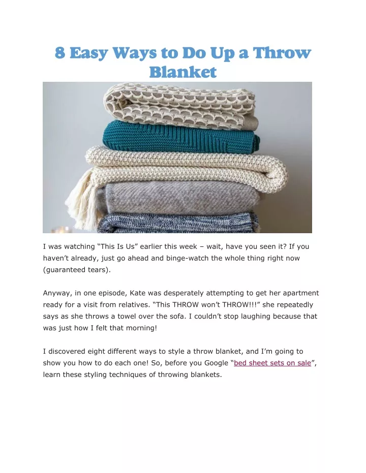 8 easy ways to do up a throw blanket