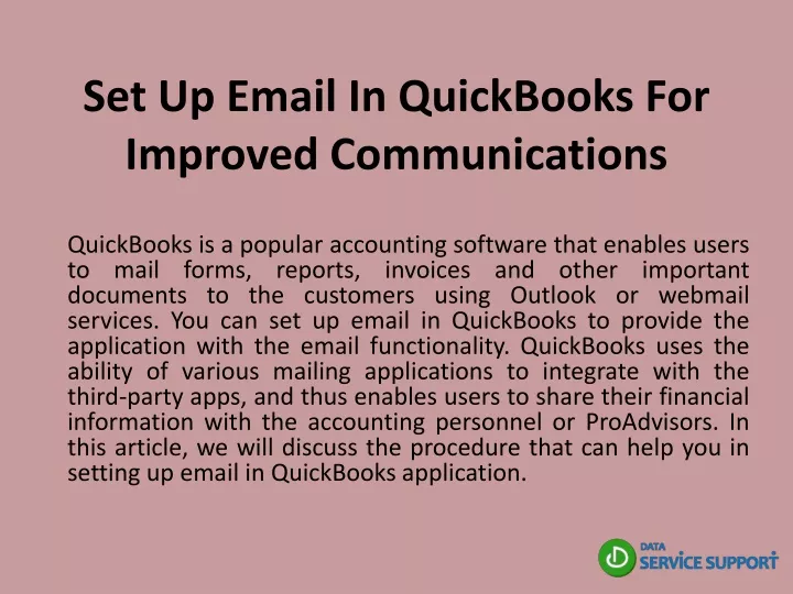 set up email in quickbooks for improved communications