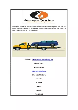 Best Towing Company In Edmonton | Accesstowing.ca