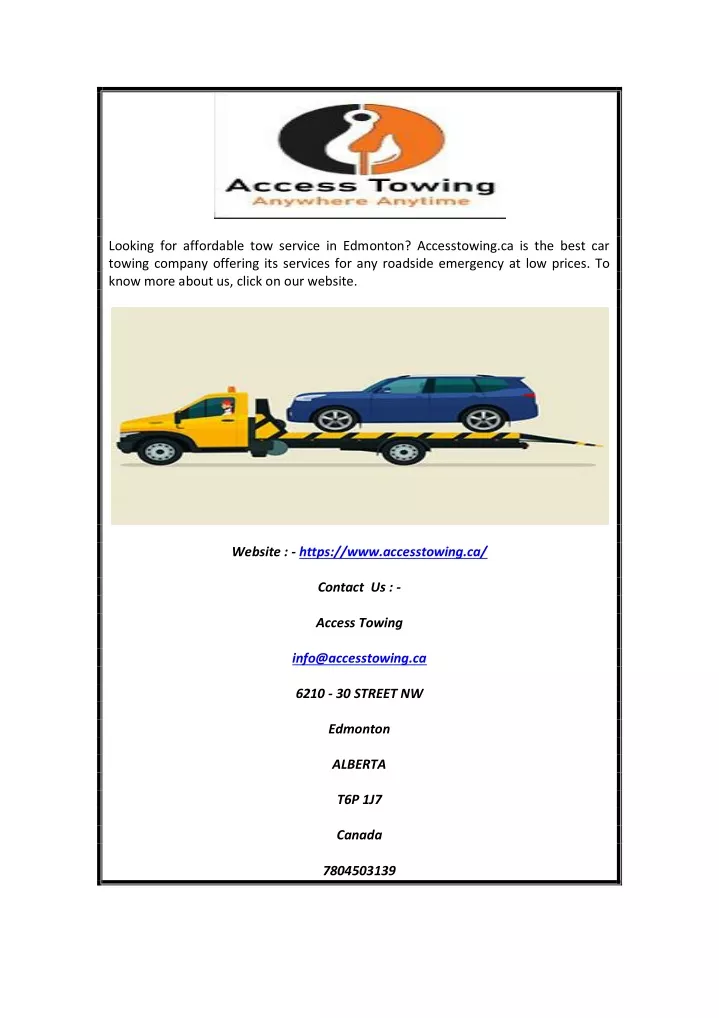 looking for affordable tow service in edmonton