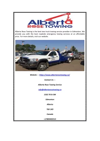 Towing Services Edmonton | Albertarosetowing.ca