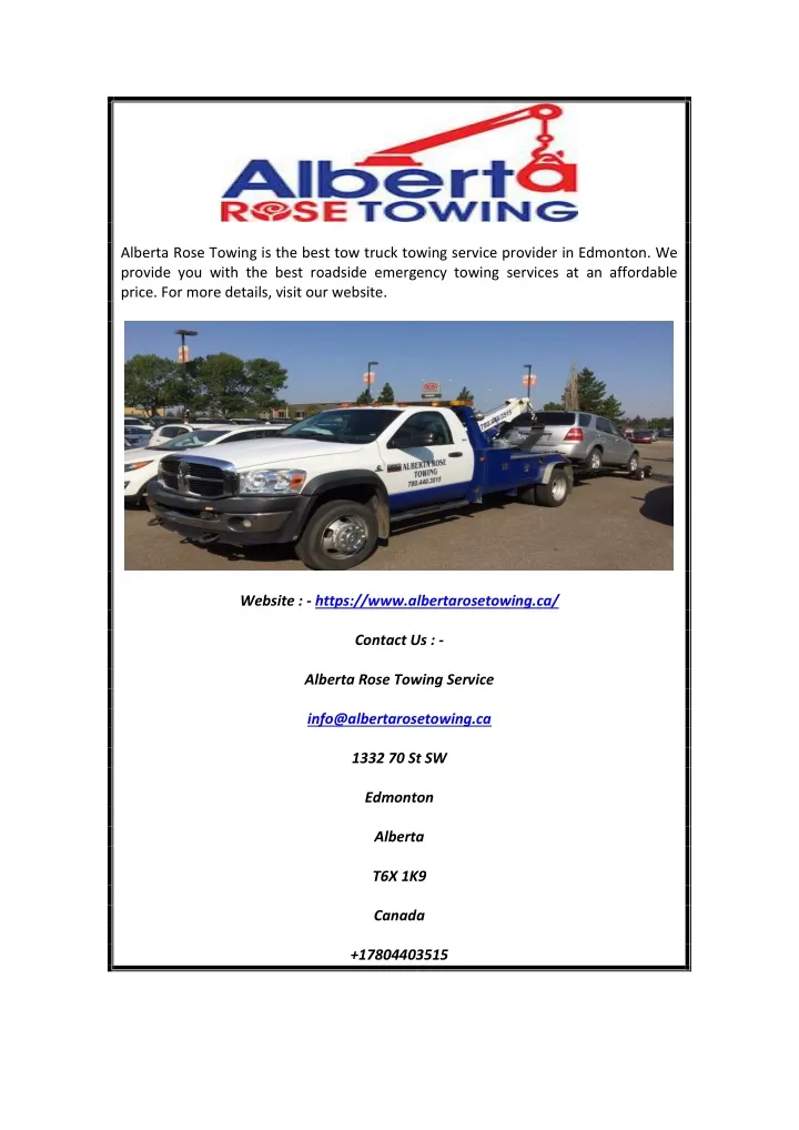 alberta rose towing is the best tow truck towing