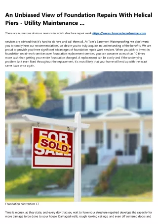 an unbiased view of foundation repairs with