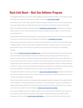 back link beast best seo software program