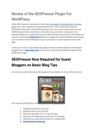 review of the seopressor plugin for wordpress