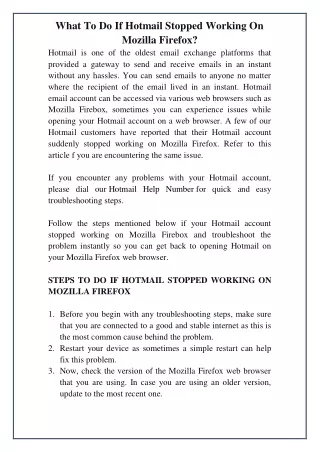 what to do if hotmail stopped working on mozilla