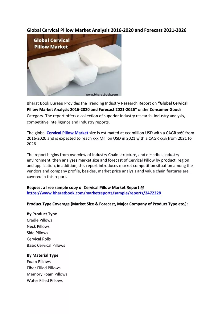 global cervical pillow market analysis 2016 2020