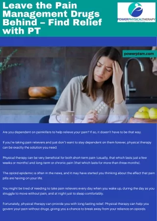 leave the pain management drugs behind find
