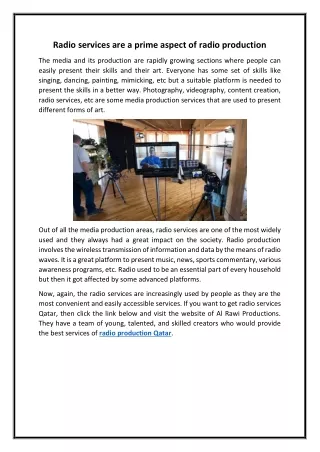radio services are a prime aspect of radio