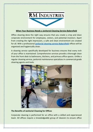 When Your Business Needs a Janitorial Cleaning Service Bakersfield