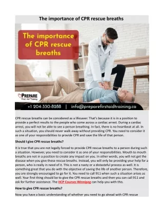 the importance of cpr rescue breaths