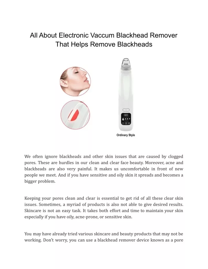 all about electronic vaccum blackhead remover