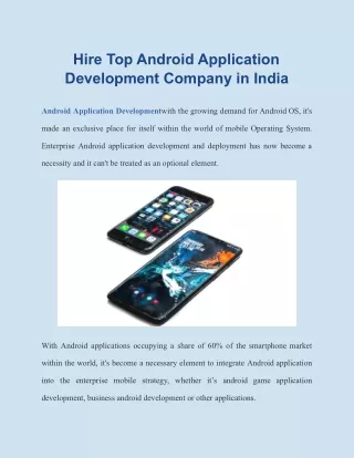 Hire Top Android Application Development Company in India