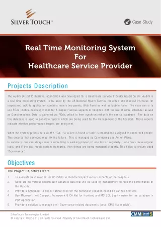 Real Time Monitoring System For Healthcare Service Provider