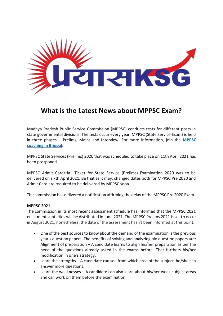 what is the latest news about mppsc exam