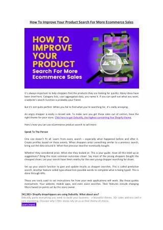 how to improve your product search for more