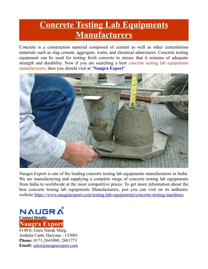 concrete testing lab equipments manufacturers