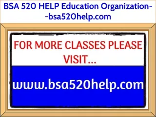 BSA 520 HELP Education Organization--bsa520help.com